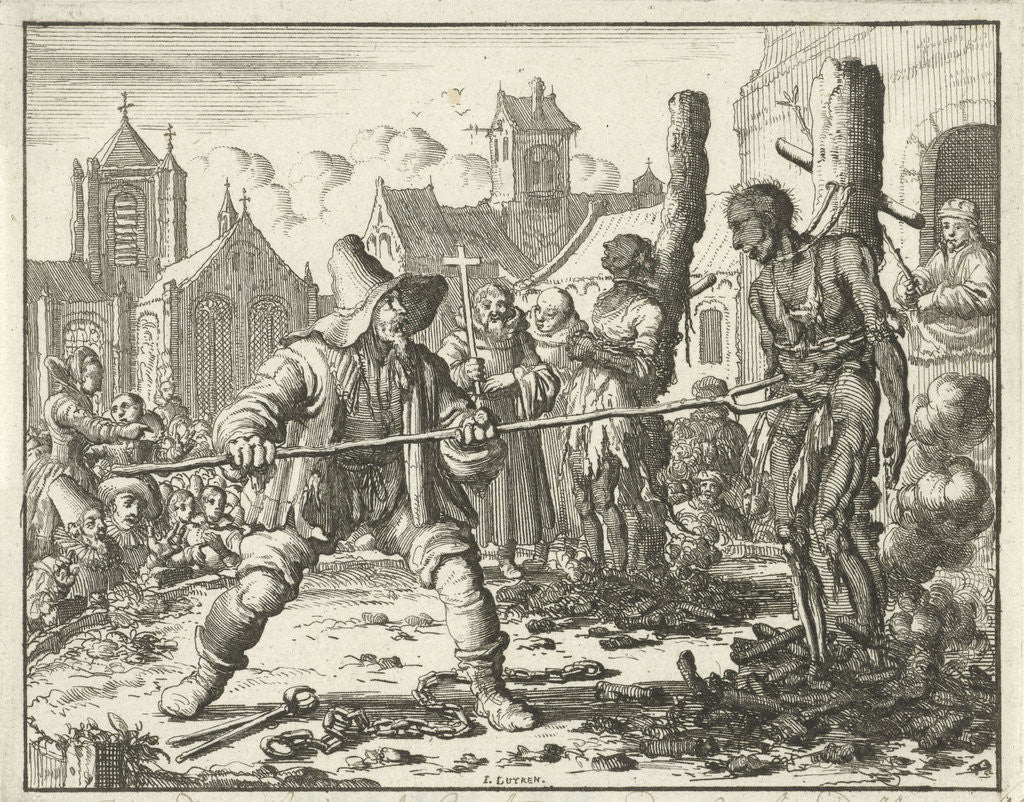 Detail of Burnt bodies of David and Levina in Ghent by Jan Luyken