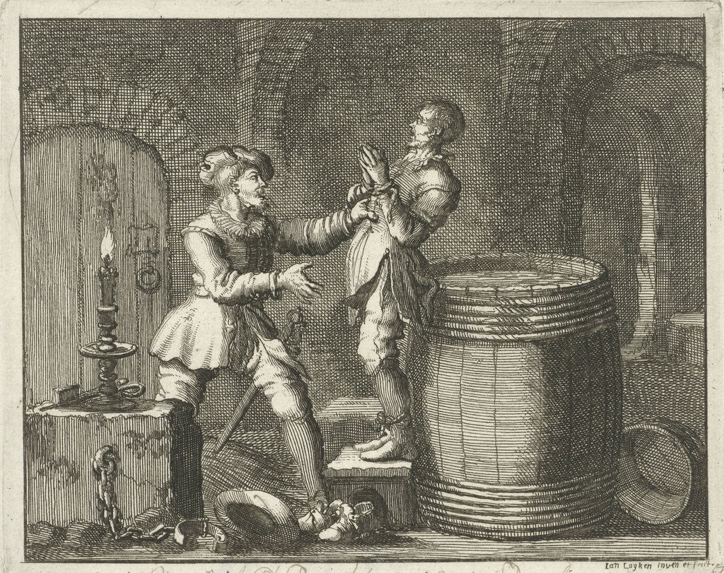 Detail of Joris Wippe in Dordrecht The Netherlands drowned in a barrel by Jan Luyken