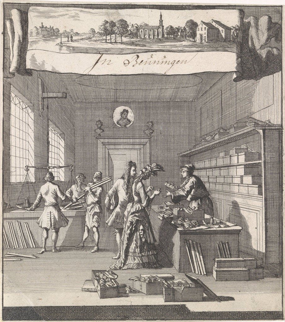 Detail of Address Card for the shop of Christiaan Beuning in Beuningen The Netherlands by Caspar Luyken