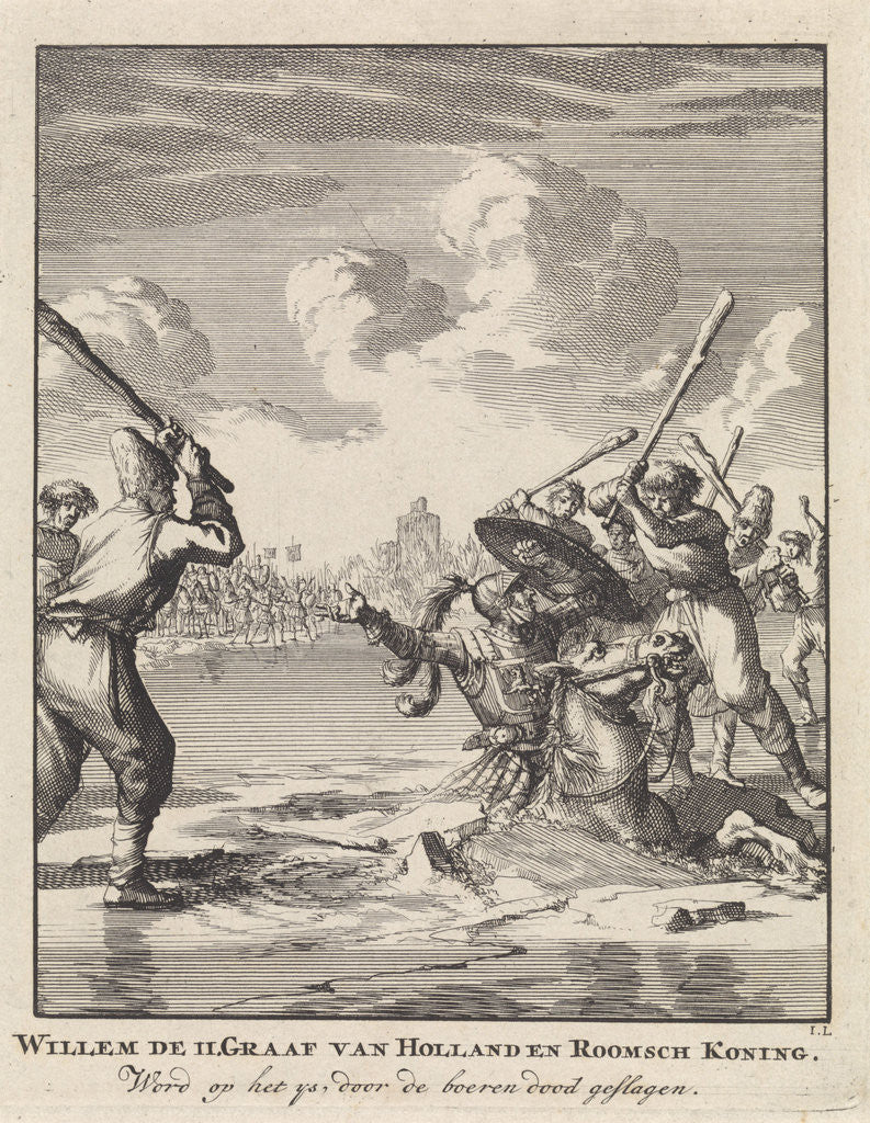 Detail of Count William II spills through the ice at Hoogwoud by Jan Luyken