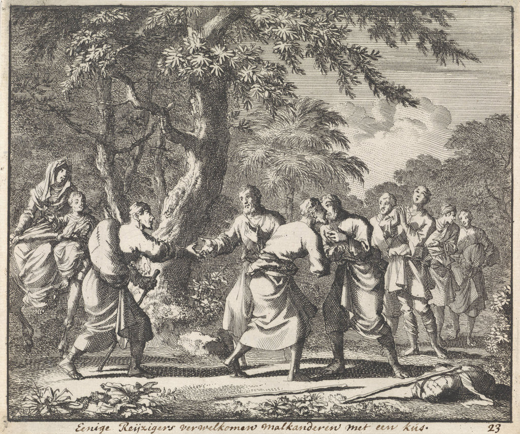 Detail of Salute Christian travelers by Jan Luyken