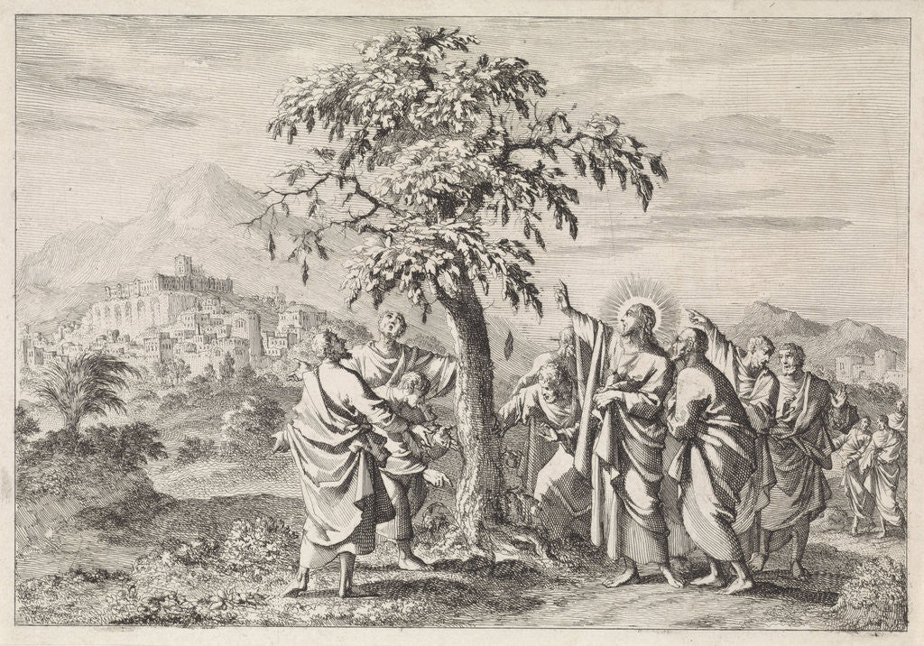 Detail of Christ and the sign of the fig tree by Pieter Mortier