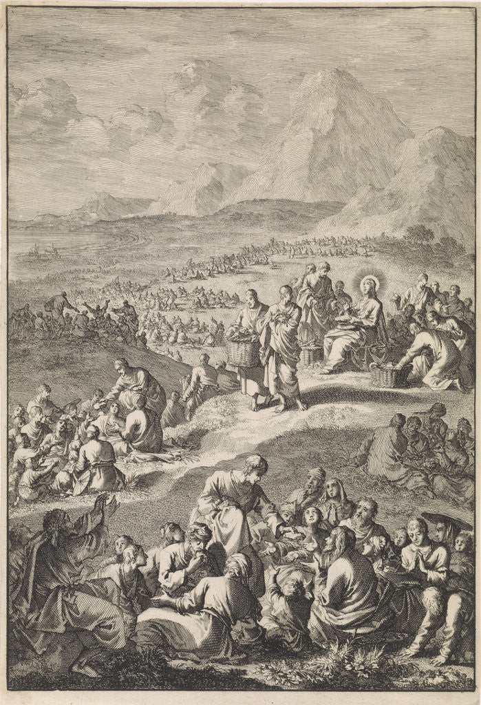 Detail of Miraculous multiplication of the seven loaves and the two fishes by Jan Luyken