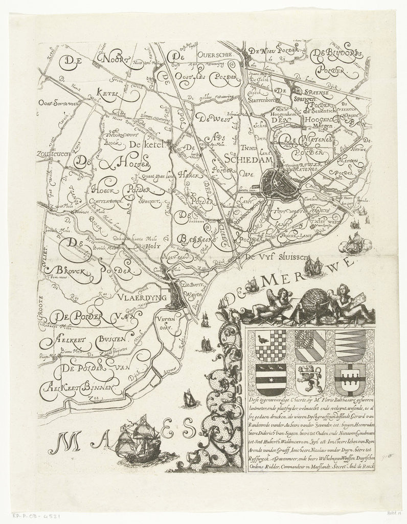 Detail of Map of Delfland (leaf right) The Netherlands by Floris Balthasar