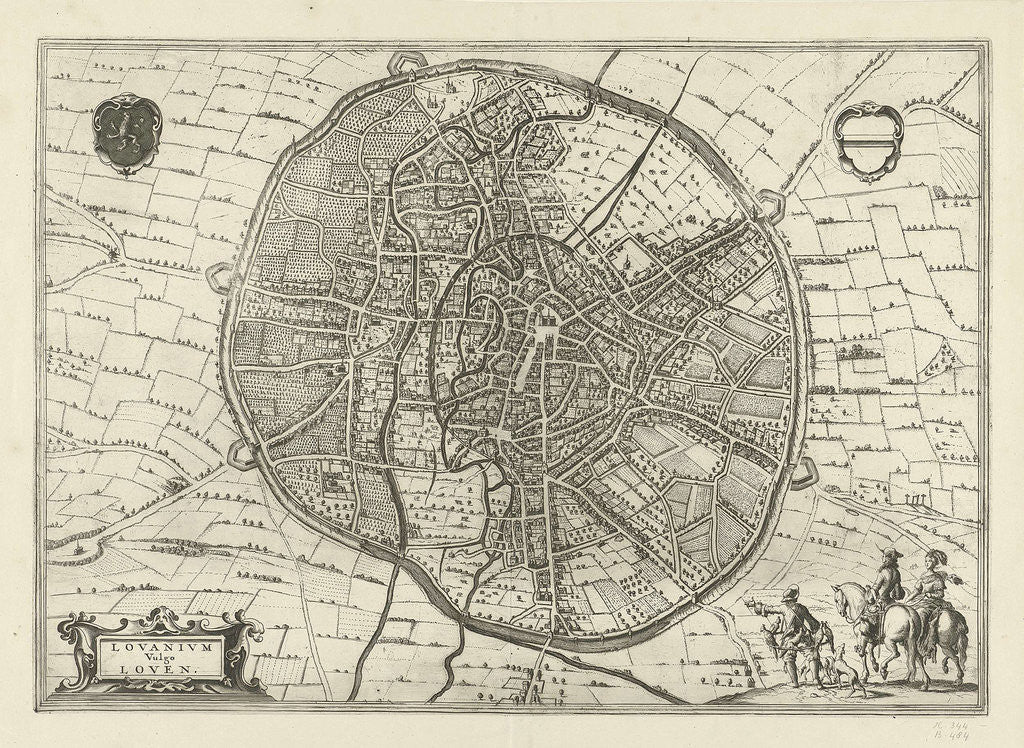 Detail of Map of Leuven Belgium by Symon Novelanus