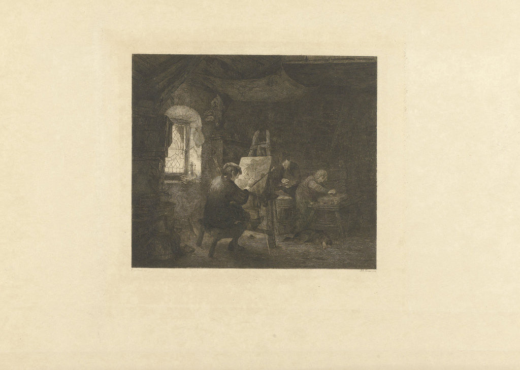 Detail of Painter in his studio by Paulus Anthonius Liernur