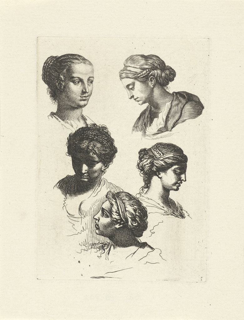 Detail of Five female head study by Gerard de Lairesse