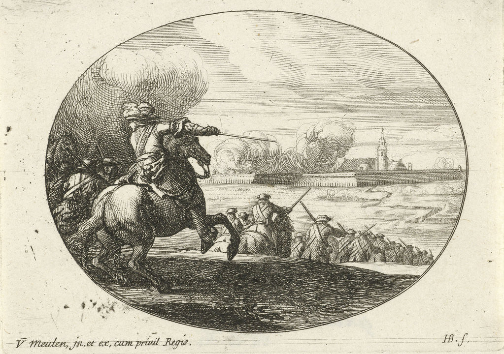 Detail of Siege of a city with ramparts by Jan van Huchtenburg