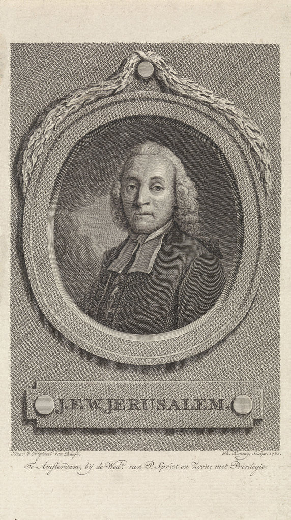 Detail of Portrait of Johann Friedrich Wilhelm Jerusalem by Theodoor Koning