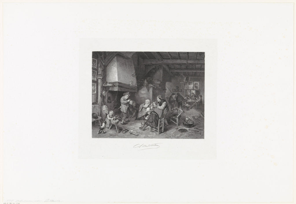 Detail of Peasants indoors by Adriaen van Ostade