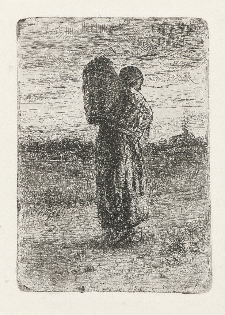 Detail of Woman with a basket on her back by Jozef Israëls