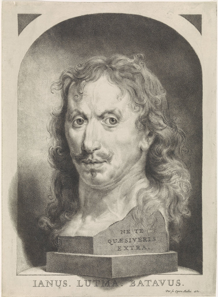 Detail of Self-portrait of John Lutma Young in a niche by Johannes Lutma II