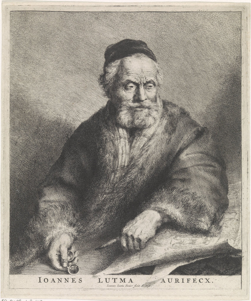 Detail of Portrait of the artist Johannes Lutma the Old by Johannes Lutma II