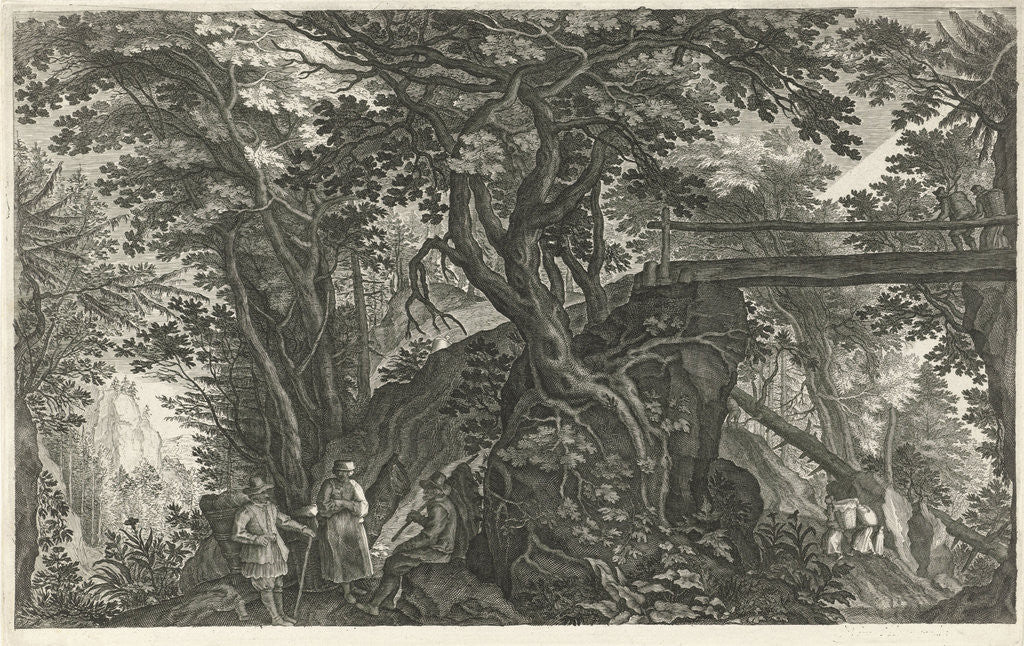 Detail of Wooded Landscape with a bridge by Pieter Stevens II