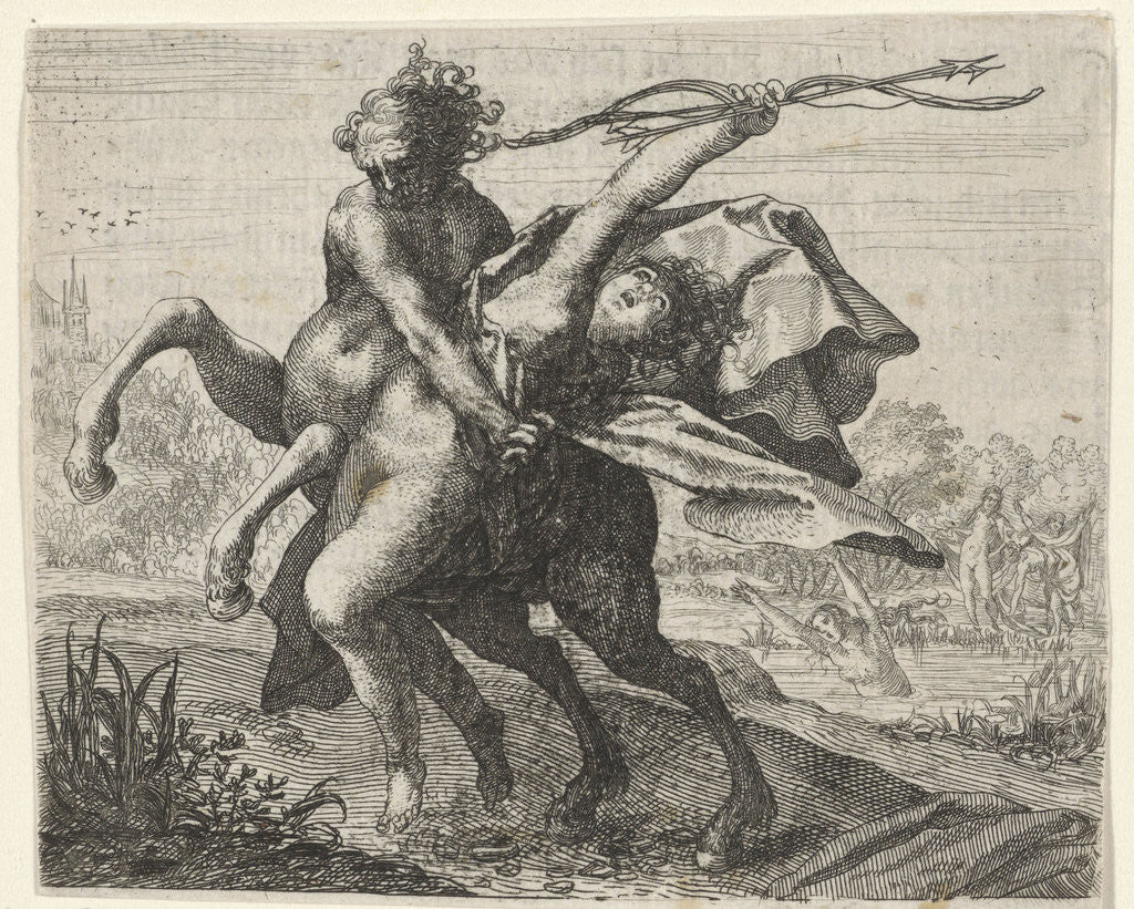 Detail of Fable of the abduction of a woman by a centaur by Aegidius Sadeler