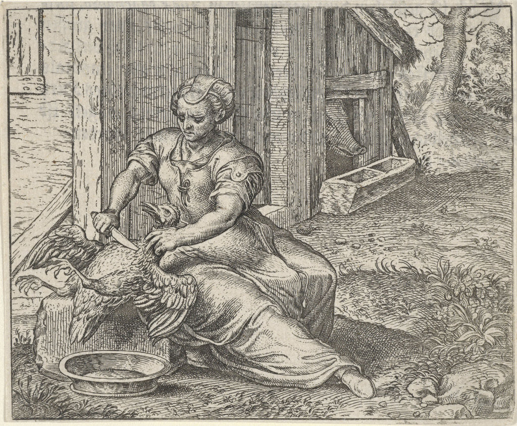 Detail of Fable of the woman and the chicken by Marcus Gheeraerts I