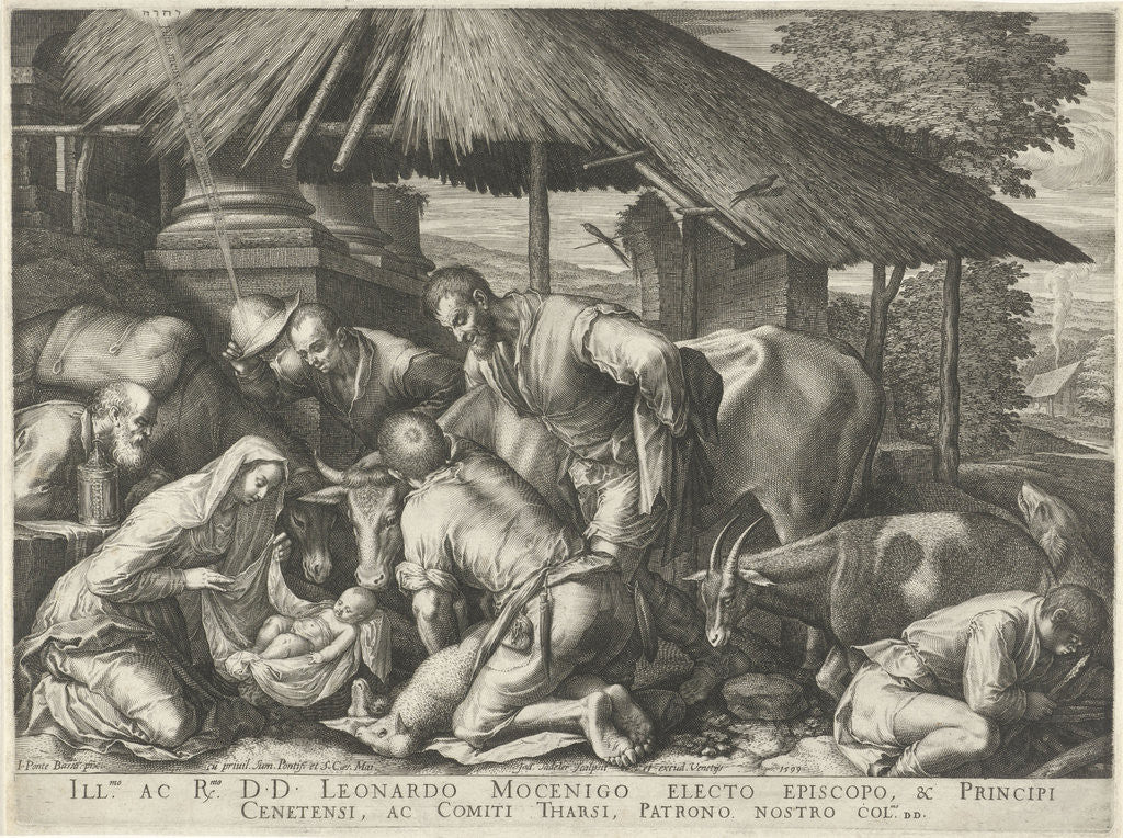 Detail of Adoration of the Shepherds with sleeping shepherd boy by Johann Sadeler I