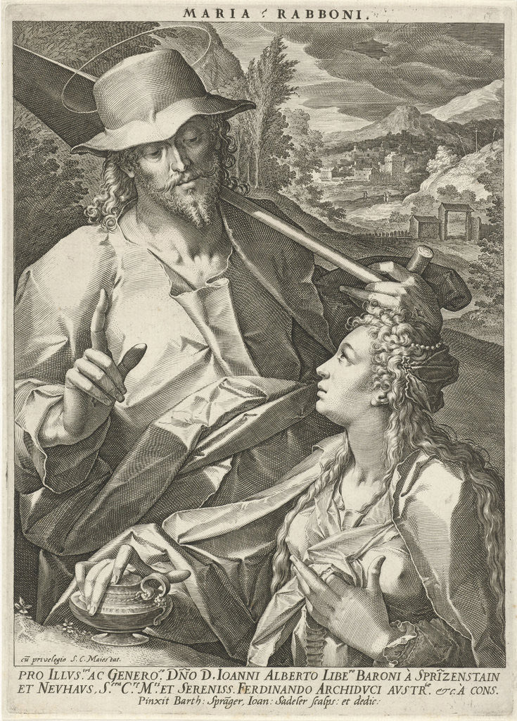 Detail of Christ appears as a gardener to Mary Magdalene (Noli mi Tangere) by Anonymous