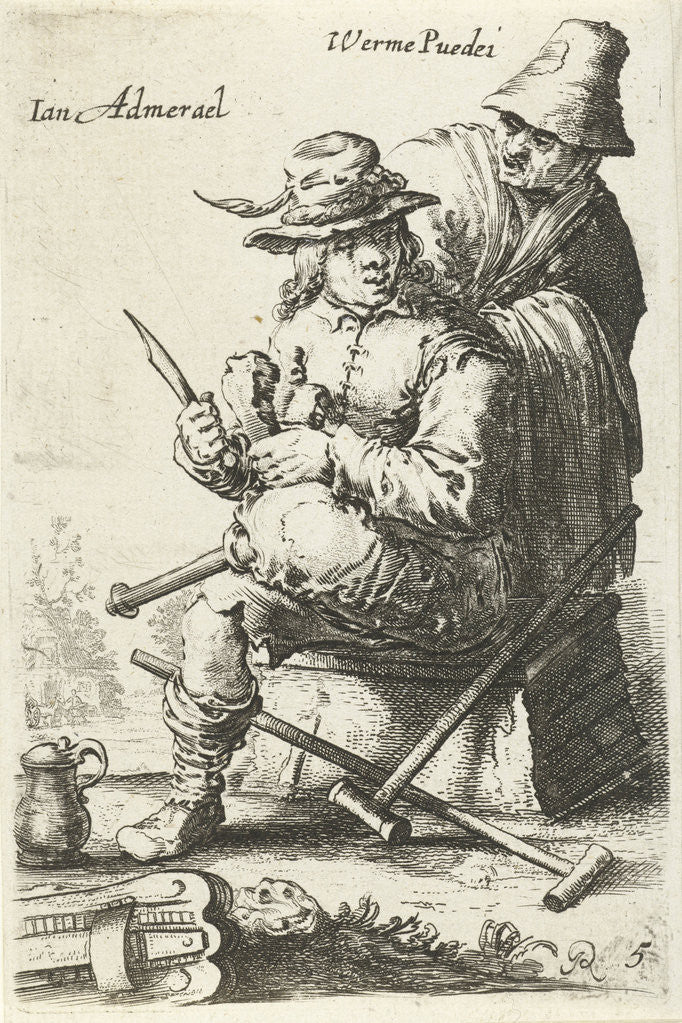 Detail of Man with wooden leg and an old woman by Salomon Savery