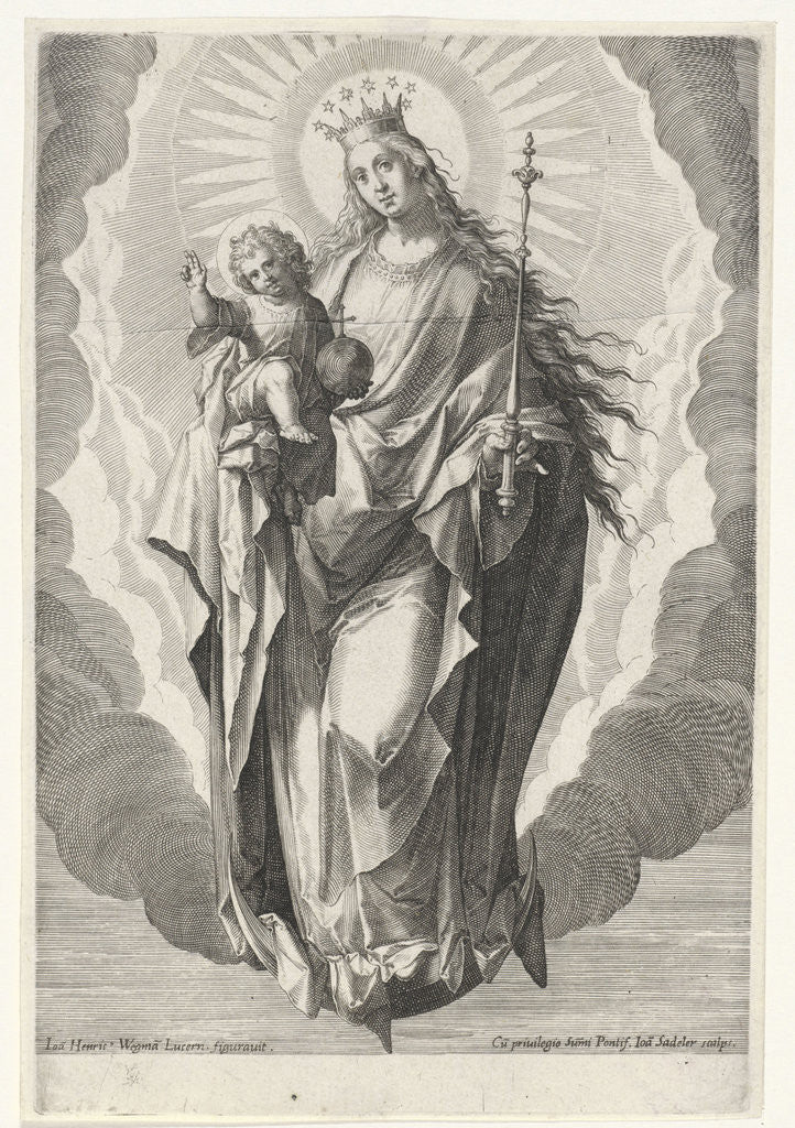 Detail of Mary with the Christ Child on the crescent moon by Clemens VIII