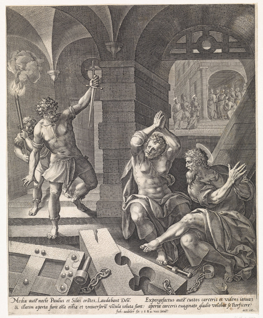 Detail of Conversion of the Philippian jailer by Johann Sadeler I