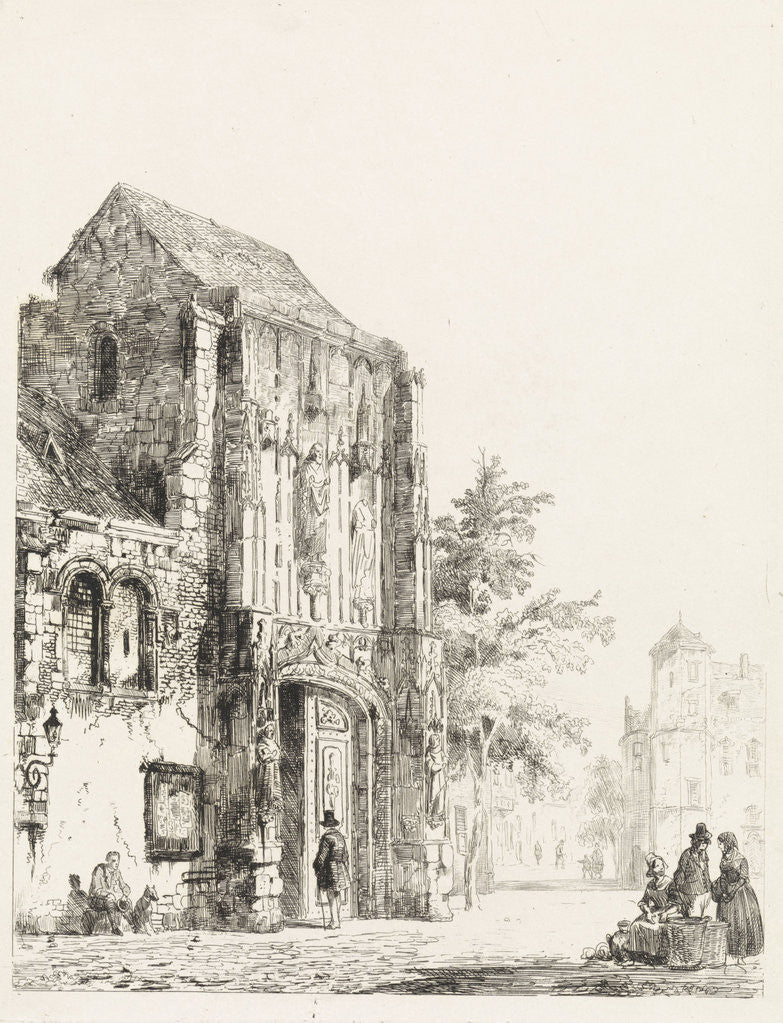 Detail of Sellers for a church portal by Cornelis Springer