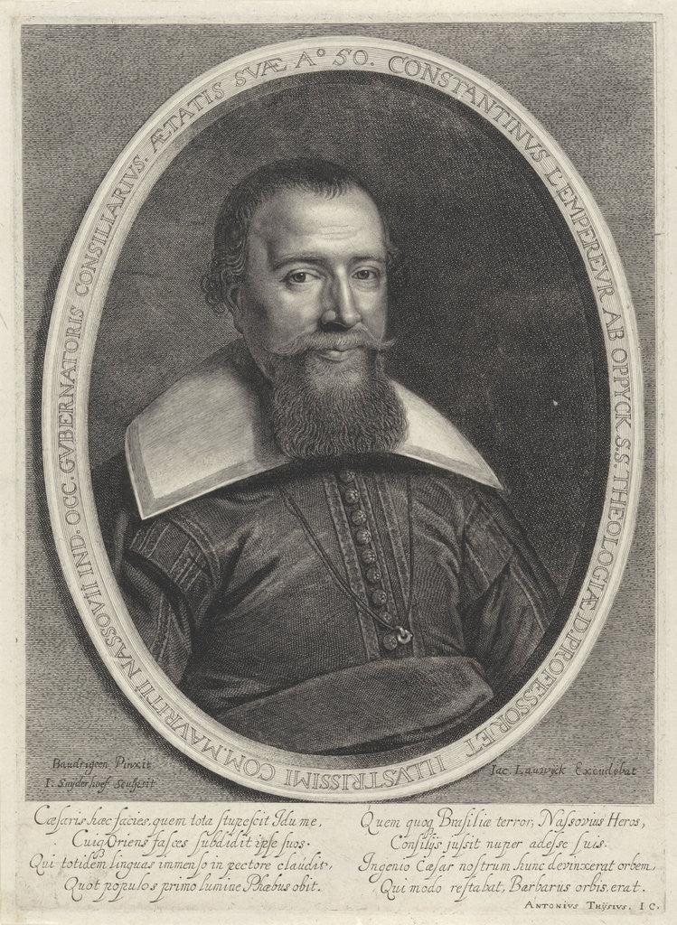 Detail of Portrait of Constantijn van Oppyck l'Empereur by Jacobus Lauwikius