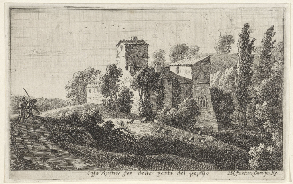 Detail of Farm outside the Porta del Popolo Italy by Herman van Swanevelt