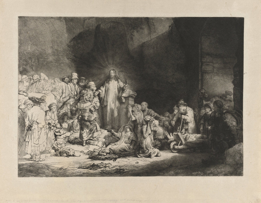 Detail of Christ Preaching (Hundred Guilder Print) by Rembrandt Harmensz. van Rijn