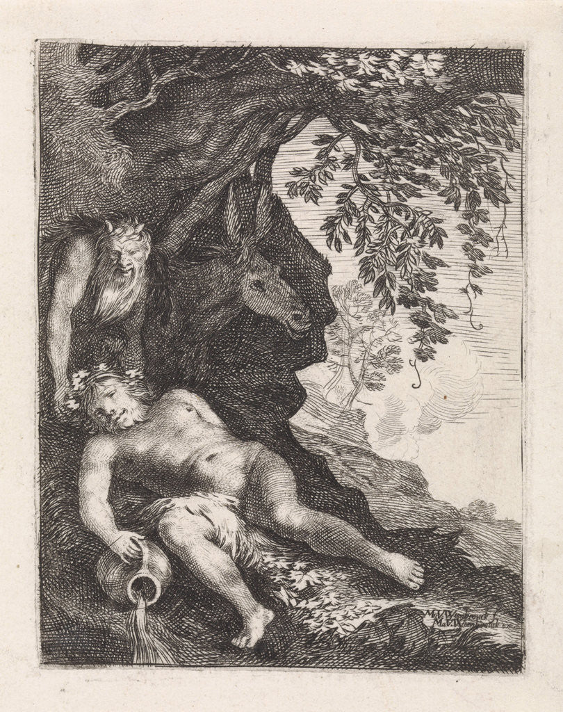 Detail of Sleeping Silenus by Matheus Moysesz. van Wtenbrouck