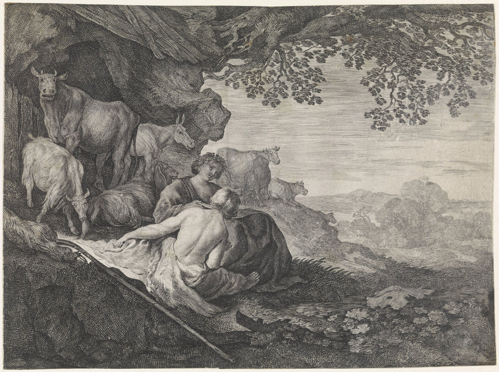 Detail of Shepherd and shepherdess by Moyses van Wtenbrouck