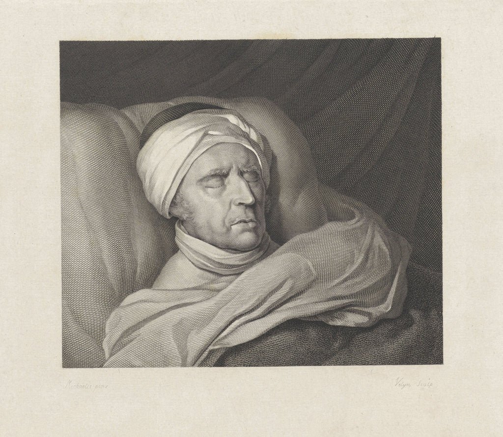 Detail of Willem Bilderdijk on his deathbed by Philippus Velijn