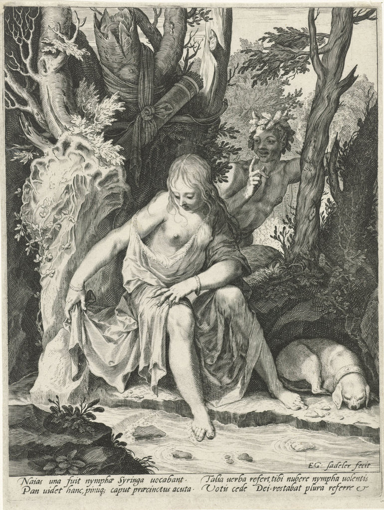 Detail of Pan spies the nymph Syrinx by Aegidius Sadeler