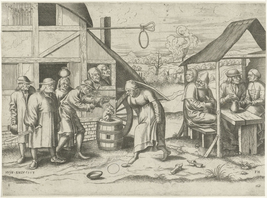 Detail of Peasant dances eggshells by Cornelis Massijs