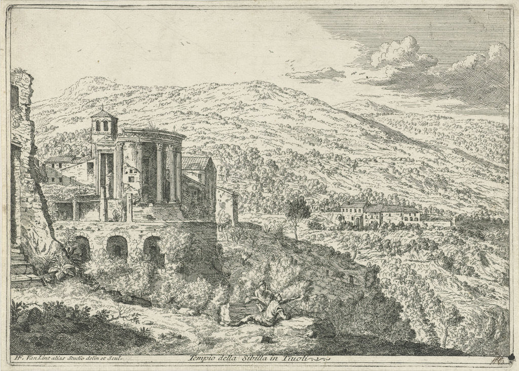 Detail of Temple of Sibyl in Tivoli by Hendrik Frans van Lint