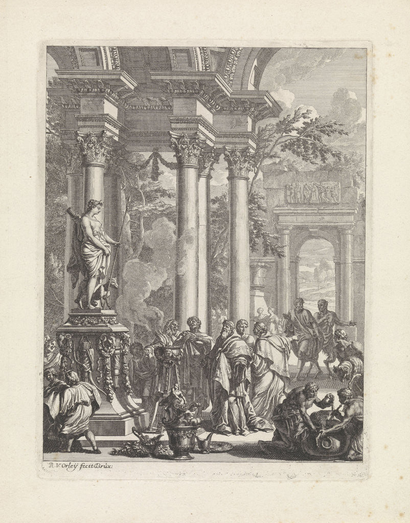 Detail of The sacrifice to Diana by Richard van Orley