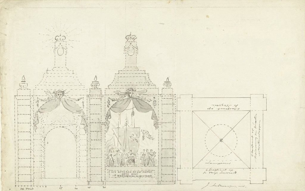 Detail of Design for a temple at the occasion of the Freedom under Napoleon by Jurriaan Andriessen