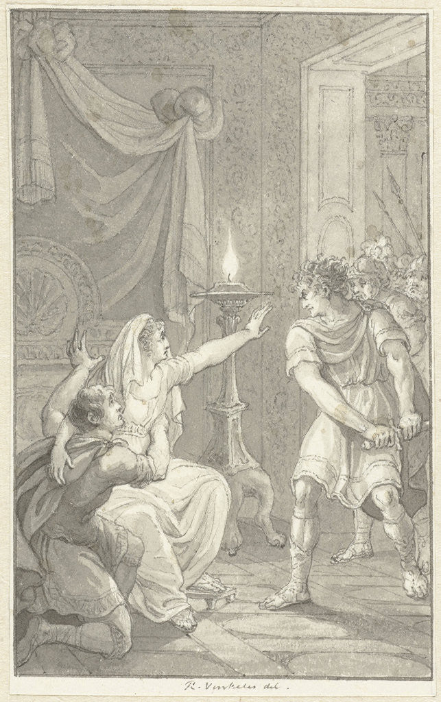 Detail of Caracalla murdered his brother Geta in the bedroom of their mother by Reinier Vinkeles