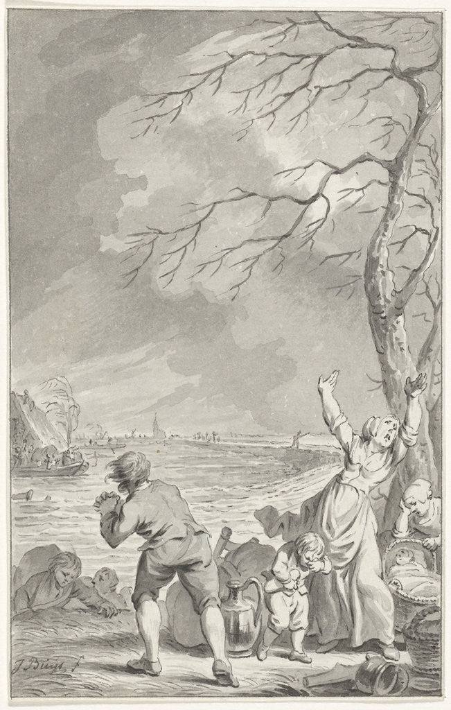 Detail of Flooding Rijndijk in Gelderland by Jacobus Buys