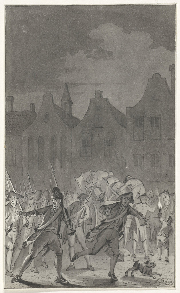 Detail of Prussian troops on the Neude Utrecht leaving the city by Anonymous