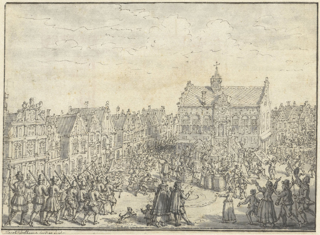 Detail of Riots in Hoorn by Jacob Folkema