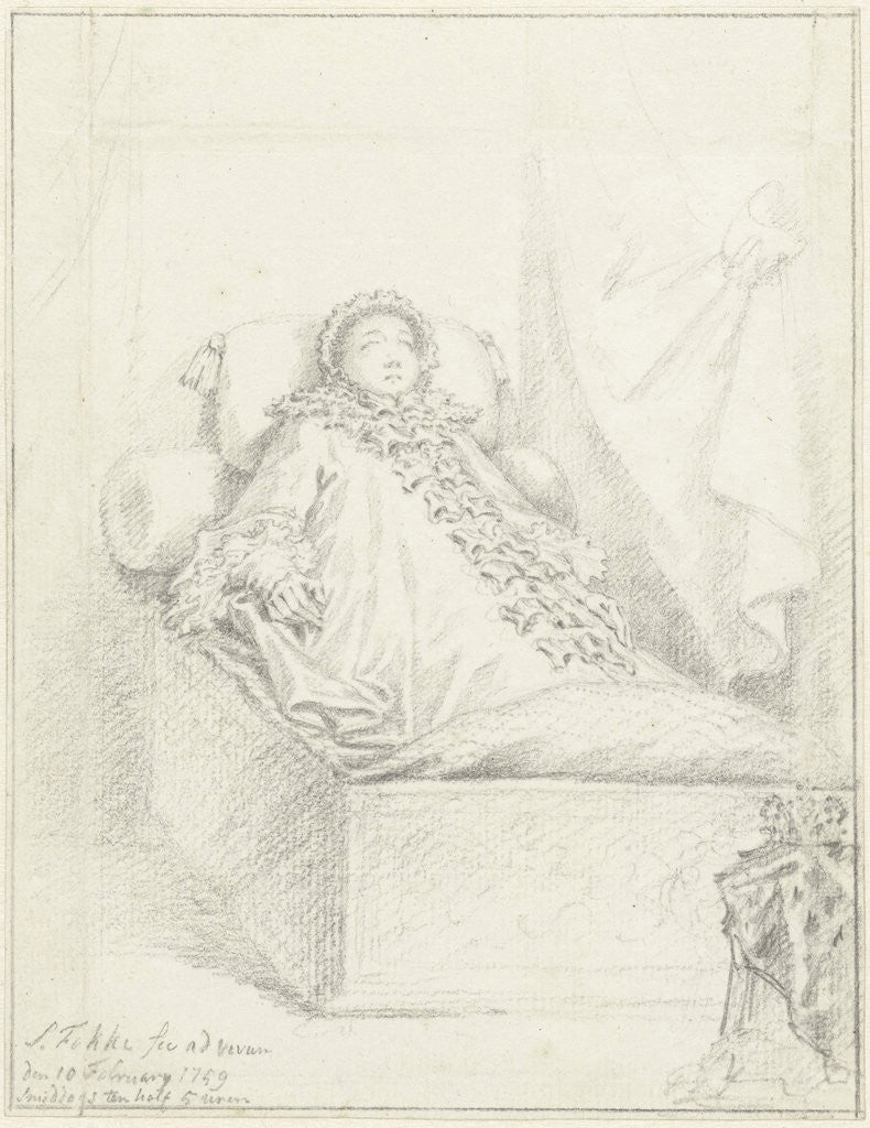 Detail of State bed Princess governess by Simon Fokke