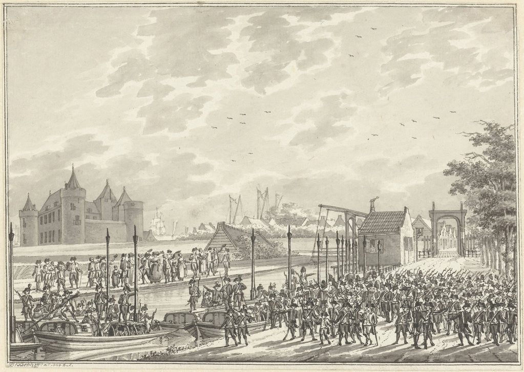 Detail of Arrival of Amsterdam armed civilians in Muiden The Netherlands by Daniël Kerkhoff