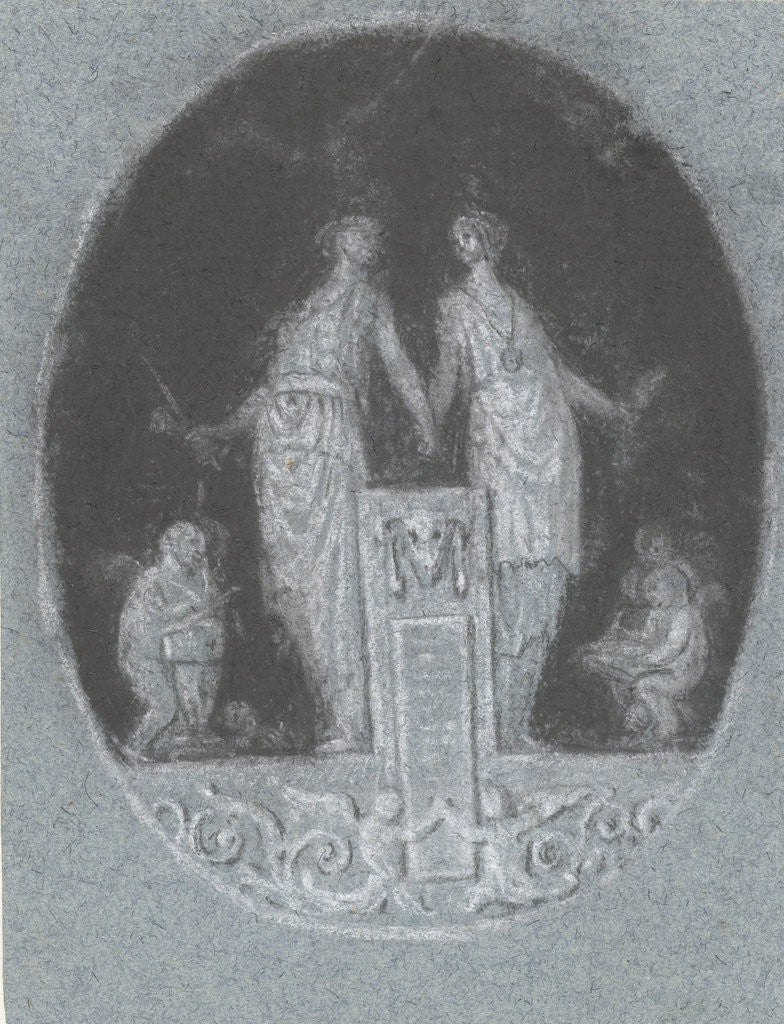 Detail of Ornament with two standing female figures by Anonymous