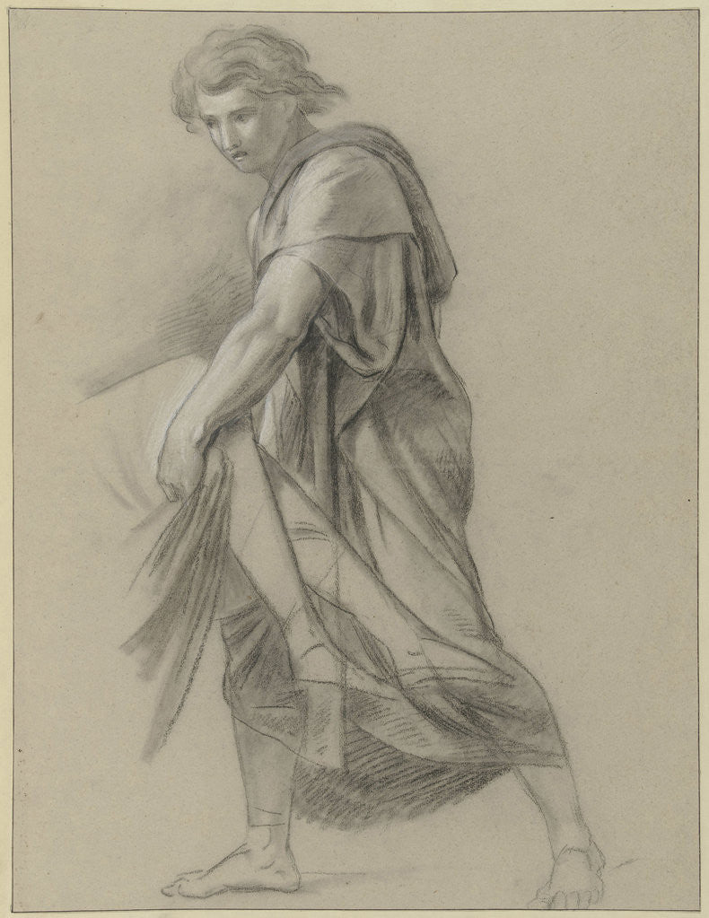 Detail of Study of a man at the foot end helps to carry away a body by Jean Grandjean