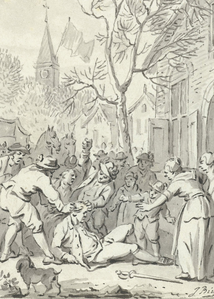 Detail of Assaulting the sheriff H. A. Kreet Rotterdam during a riot Orangistisch by Anonymous