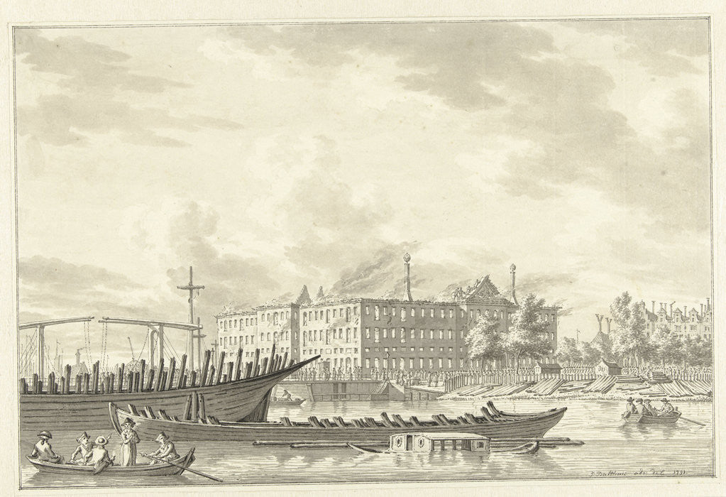 Detail of s Lands Zeemagazijn after the fire by Jan Bulthuis