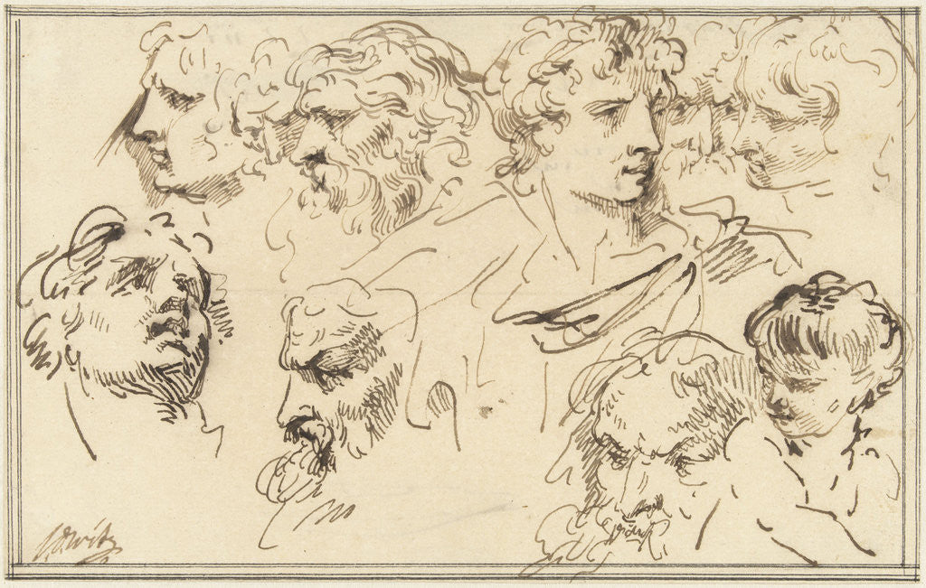 Detail of Study Sheet with ten heads by Jacob de Wit