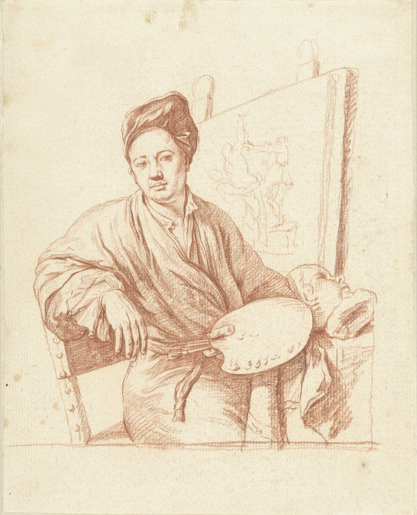 Detail of Portrait of a painter at an easel by Anonymous