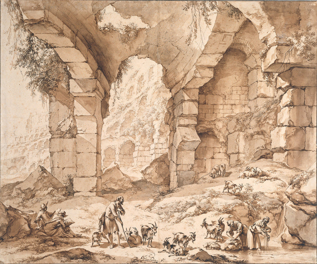 Detail of View of the ruins of the Colosseum by Nicolaes Pietersz. Berchem
